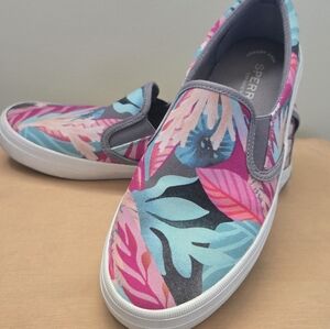 Sperry topsider slip on tropical print 7.5 women